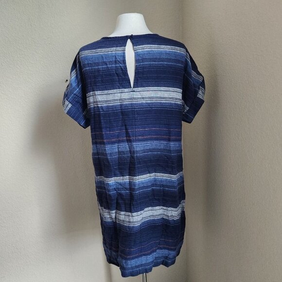 Old Navy Linen Blend Dress Women size Large Pinstripe Shirt Short Lagenlook - Picture 5 of 16